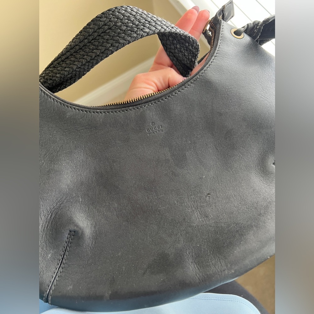 Gucci Crescent/ half moon Horsebit Leather Shoulder Bag